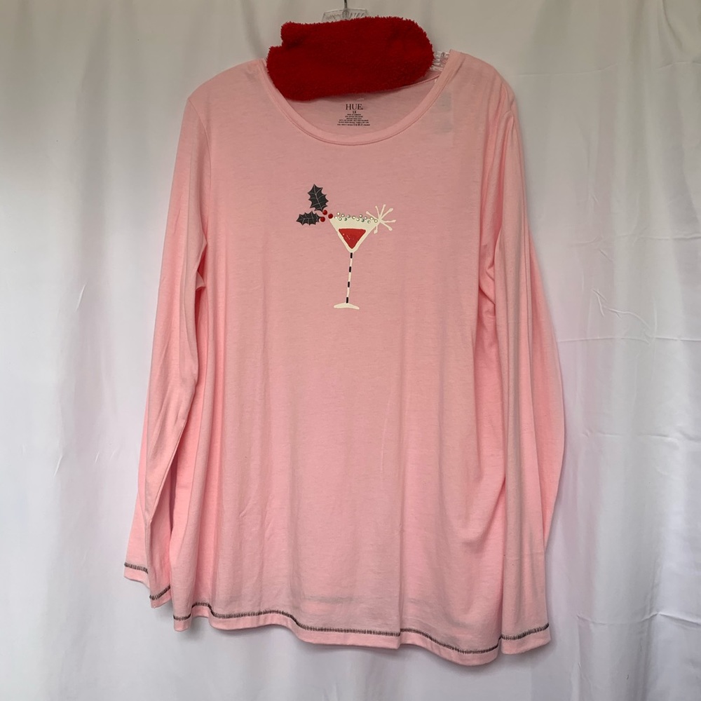 Hue Pink Long Sleeve Women's Top With Socks